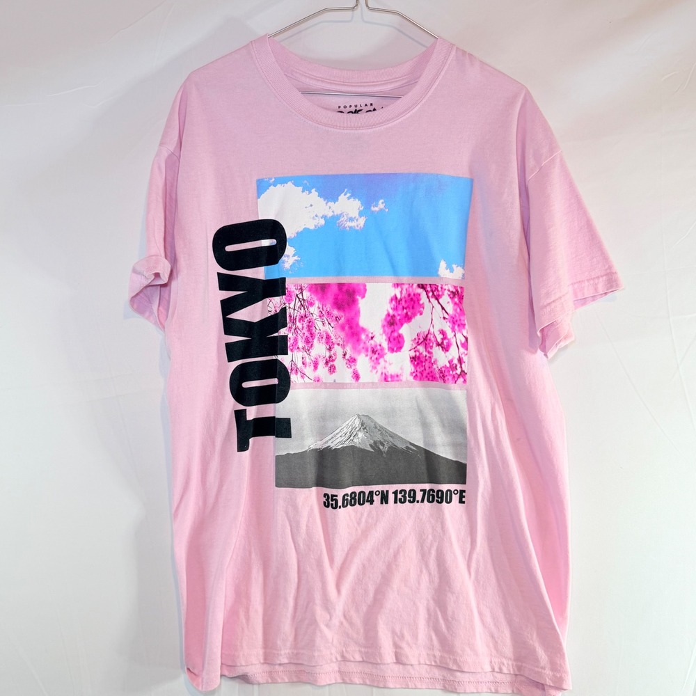 Popular‎ Poison Tokyo Graphic T-Shirt Pink Mount Fuji Cherry Blossom Large